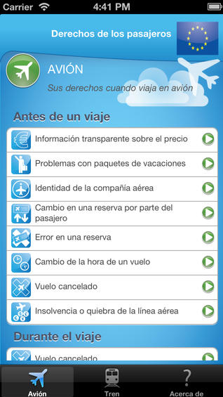 Aplicación Derechos de los Pasajeros (página de descarga, abre en nueva ventana)